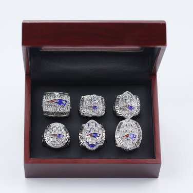 6pcs ONE SET NEW ENGLAND PATRIOTS super bowl championship ring size 11 with wooden case&iuml;&frac14;�466&iuml;&frac14;�