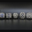 Set 5pcs 1971 77 92 93 95 Dallas Cowboys super bowl championship ring Silver without case（464）