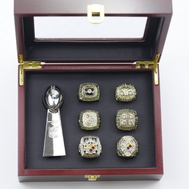 Set 6PCS Pittsburgh Steelers Super bowl championship ring and Trophy Gold with  case&iuml;&frac14;�483&iuml;&frac14;�
