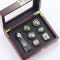 6PCS Set Green Bay Packers super bowl championship rings and Trophy with  case&iuml;&frac14;�507&iuml;&frac14;�