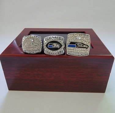 Set 3PCS Seattle Seahaws Super Bowl Championship Ring size 11  with  case&iuml;&frac14;�522&iuml;&frac14;�