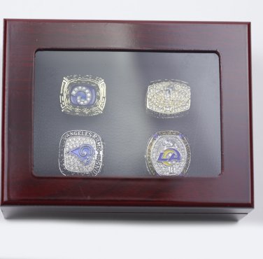 4PCS Los Angeles Rams Super Bowl Championship Rings Set with  case&iuml;&frac14;�532&iuml;&frac14;�