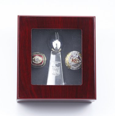 2PCS Kansas Chiefs Super bowl championship rings and Trophy Set with  case &iuml;&frac14;�564&iuml;&frac14;�