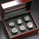 Full Set 6PCS Pittsburgh Steelers Super bowl championship ring 11 size Silver with  case（595）