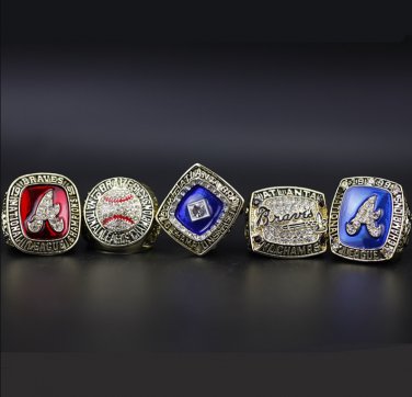 Full Set 5PCS Atlanta Braves MLB world series championship rings 11 size without case&iuml;&frac14;�989&iuml;&frac14;�
