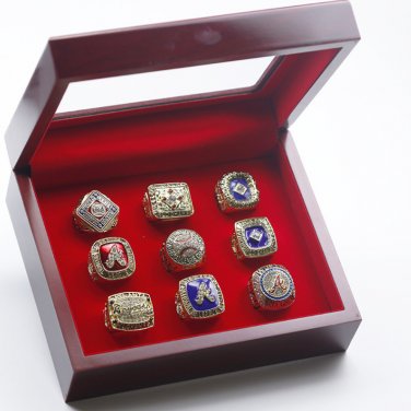 9PCS Atlanta Braves MLB world series championship rings 11 size with case&iuml;&frac14;�1010&iuml;&frac14;�