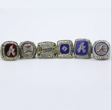 6PCS Atlanta Braves MLB world series championship rings without case&iuml;&frac14;�1014&iuml;&frac14;�