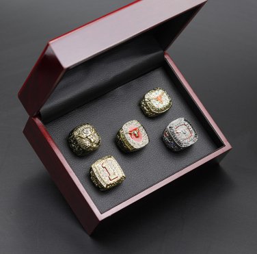 Set 5pcs Texas Longhorns NCAA championship rings 11 size with&Acirc;&nbsp;case&iuml;&frac14;�1066&iuml;&frac14;�