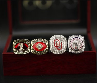 4PCS Oklahoma Sooners OU NCAA Championship rings 11 size with&Acirc;&nbsp;case&iuml;&frac14;�1080&iuml;&frac14;�