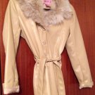 BB Dakota Kids Girl's Faux Leather Jacket Tan w/ Faux Fur Collar! Easter Jacket!