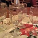 Four Glass Paneled Stemmed Goblets Swirl  Clear Wavy Base