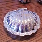 Vintage Leonard Silverplate Clam Shell w Glass Insert Cocktail Butter Dish