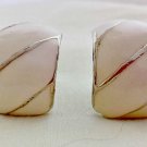 Elegant Vintage White on Gold Clip On Earrings