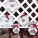 Five pc. Porcelain Set Ivory and Gold Vases and Plates by Formalaties Roses