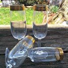 Cellini Crystal Stemware Gold Etched Flutes Set of 4 - MADE IN ITALY