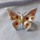 Vintage Butterfly Pin 1" with Faux Pink Stones