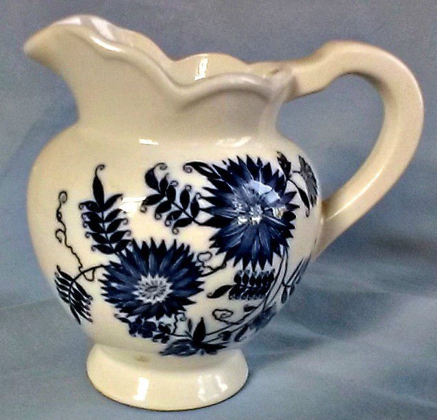 Vintage Blue and White Pitcher Vase MINT Porcelain Japan