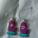 Enamel Earrings Pierced Dangle Snowflake Winter