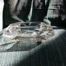 VINTAGE 1950 LARGE HEAVY CLEAR GLASS HEXAGONAL ASHTRAY lc