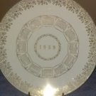 1959 Calender Plate Porcelain Gold Gilding and Filigree Mint Condition