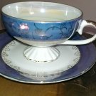 Vintage 1940 Napco Teacup and Saucer Number 7215 Blue and Gold Japan
