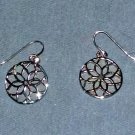 Earrings Pierced Dangle Silver Tone Perforated Circle Design