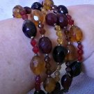 Vintage Bracelet 1920's  Bakelite Plastic Multi Facated Brown Amber Reds