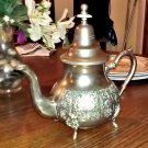 Vintage Footed Morraco Tea Pot White Copper Design and Arabic Writing