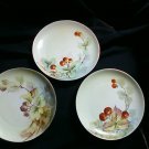 Antique Limoges Hand Painted Plates Three (3) Multi-Color Berries or Nuts