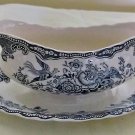 Crown Ducal England Gray Bristol Pattern Gravy Boat and Sauce Plate