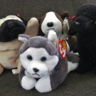 Lot of 4 TY Plush Dogs "BRUNO", "GIGI", "NANOOK", & "PUGSLY"