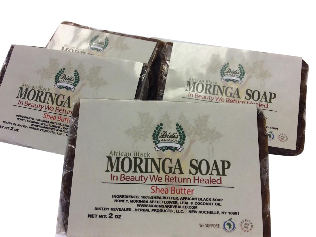 Pure Moringa Soap, Shea Butter African Black Soap 2oz - Hi-Potency African Grown