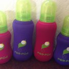 3 Lrg PEA PODS-Protective & Insulating Glass Baby Bottle Sleeves! Asst'd Colors!