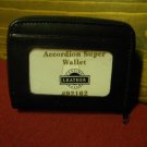 Black Leather Accordion Style Zip Around Wallet, double zipper