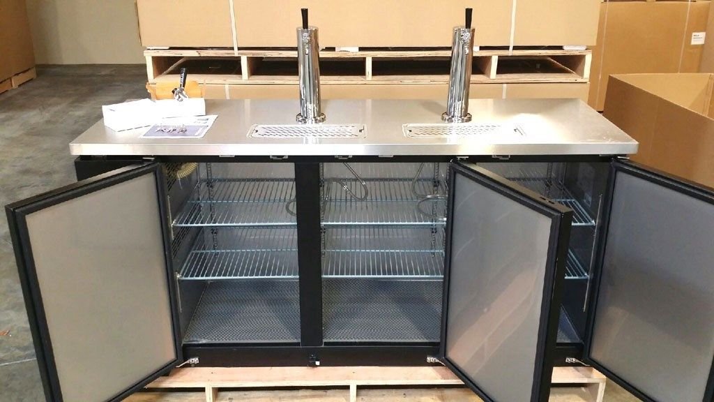 Black 72" Back Bar Cooler Kegerator Beer Dispenser Refrigerator 3 KEGS Stainless Steel Top