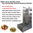 4 Zone Gas Shawarma Gyro Vertical Broiler Tacos Al Pastor 70lbs! STAINLESS