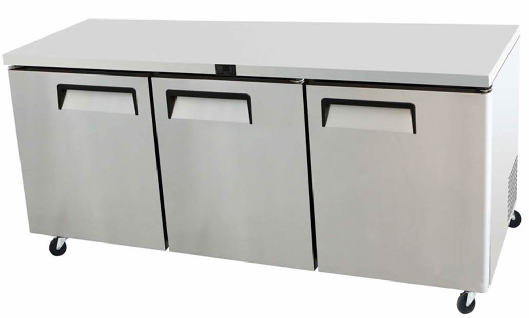 MGF8404 - 72" Undercounter Stainless Steel Work Top Refrigerator - 3 Doors