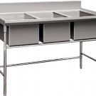 3 Compartment Commercial Stainless Steel Triple Sink Wash Basin Table - FULLY ASSEMBLED
