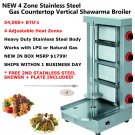 NEW Stainless Steel 4 Zone Gas Gyro Al Pastor Shawarma Machine Vertical Broiler