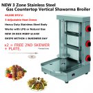 Commercial 3 Zone Propane Gas Gyro Al Pastor Shawarma Machine / Vertical Broiler