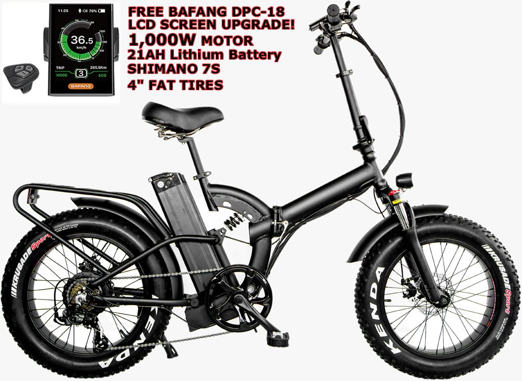 New 1000W 20" Fat Tire Folding Ebike Electric Bike Bicycle ...