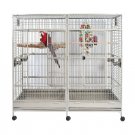 LARGE Double Macaw Parrot Cockatoo Bird Breeder Pet Cage w/ Divider White Vein