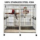 STAINLESS STEEL Double Macaw Parrot Cockatoo Bird Breeder Pet Cage w/ Divider