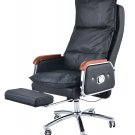 NEW Heated Swivel Back + Neck Massage Recliner Office Chair with Foot Rest Black Solid Wood Arms