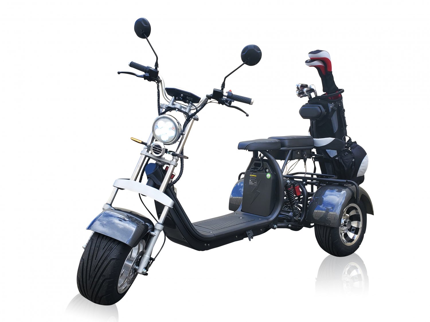 2000W Electric 3 Wheel Scooter Trike Harley Chopper Style Golf Cart Mobility Scooter CARBON FIBER