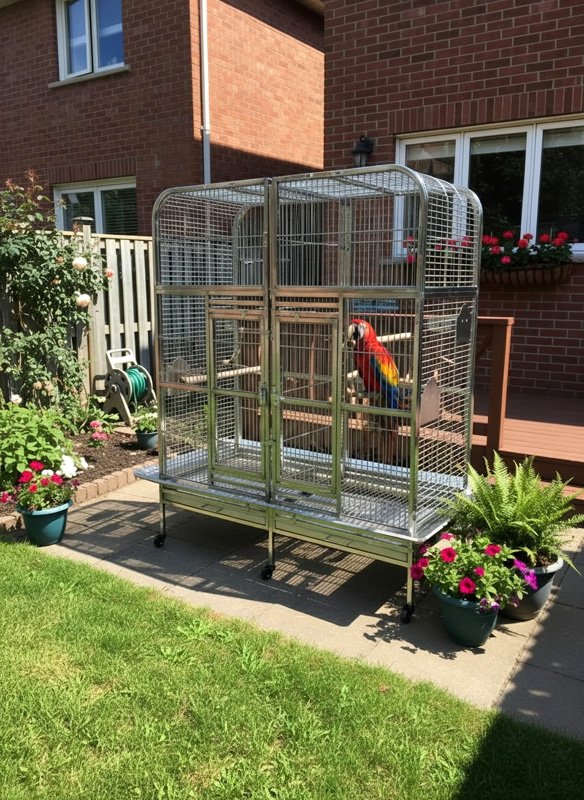 New #304 Stainless Steel Indoor / Outdoor Bird Parrot Macaw Breeder Double Cage