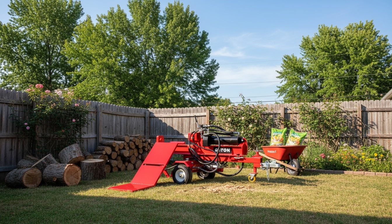 60 Ton Commercial Grade Hydraulic Log Wood Splitter with Log Lift + Diesel Engine Upgrade