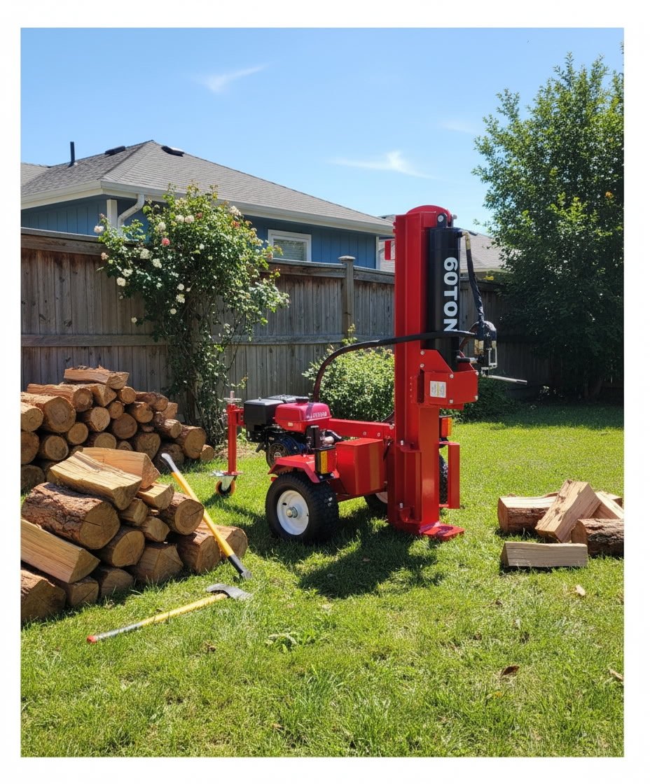 60 Ton Log Splitter Commercial Grade Wood Splitter Upgraded DIESEL 10HP Engine FREE S/H