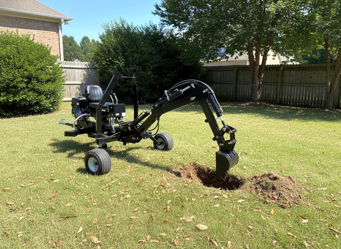 15HP 420CC Gas Powered Towable Backhoe Mini Excavator 8' Foot Reach 12" Bucket  Free Shipping