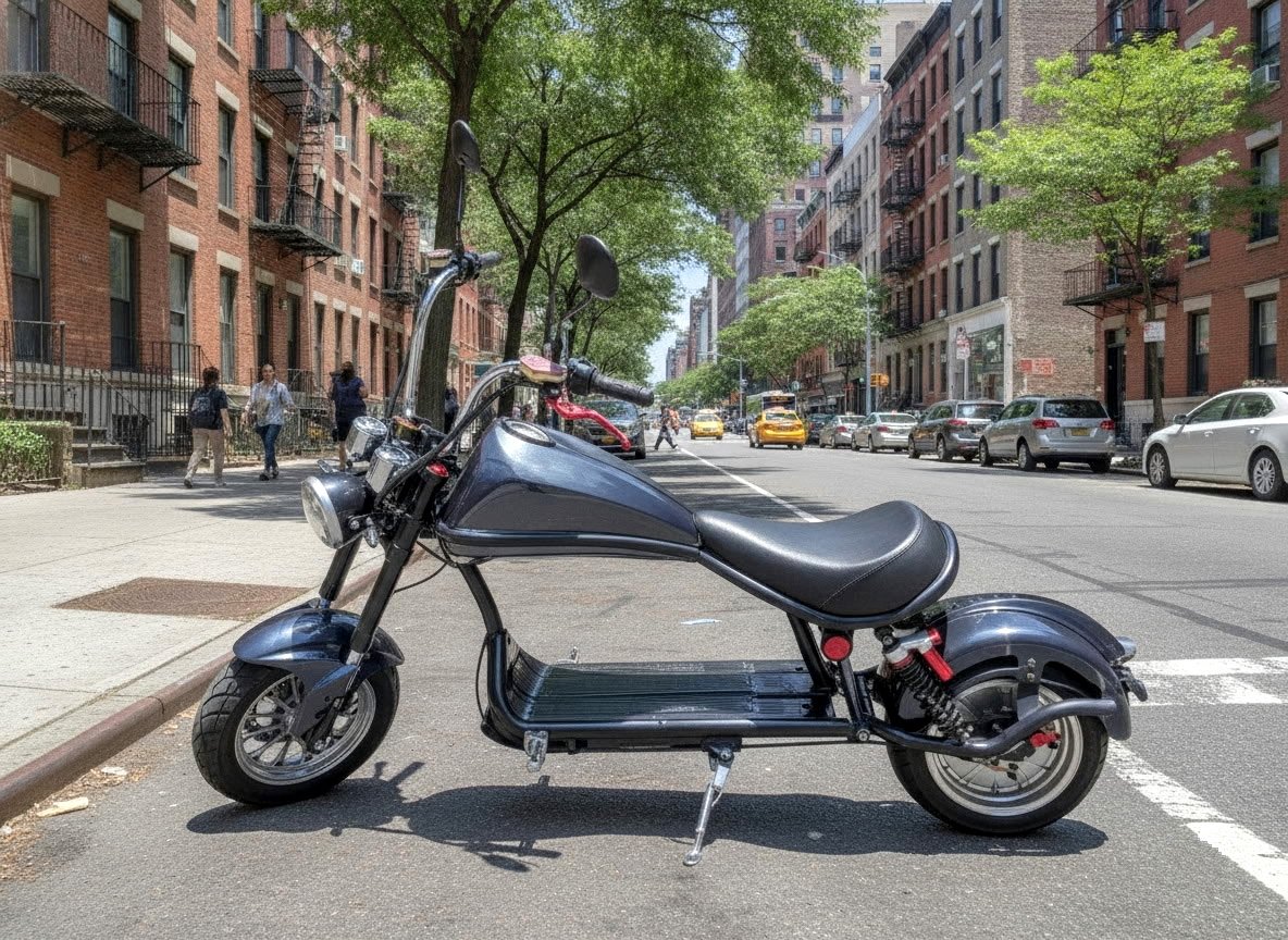 3000W Electric Wide Tire Scooter Chopper / Harley Design Motorcycle Bike 30AH Midnight GREY